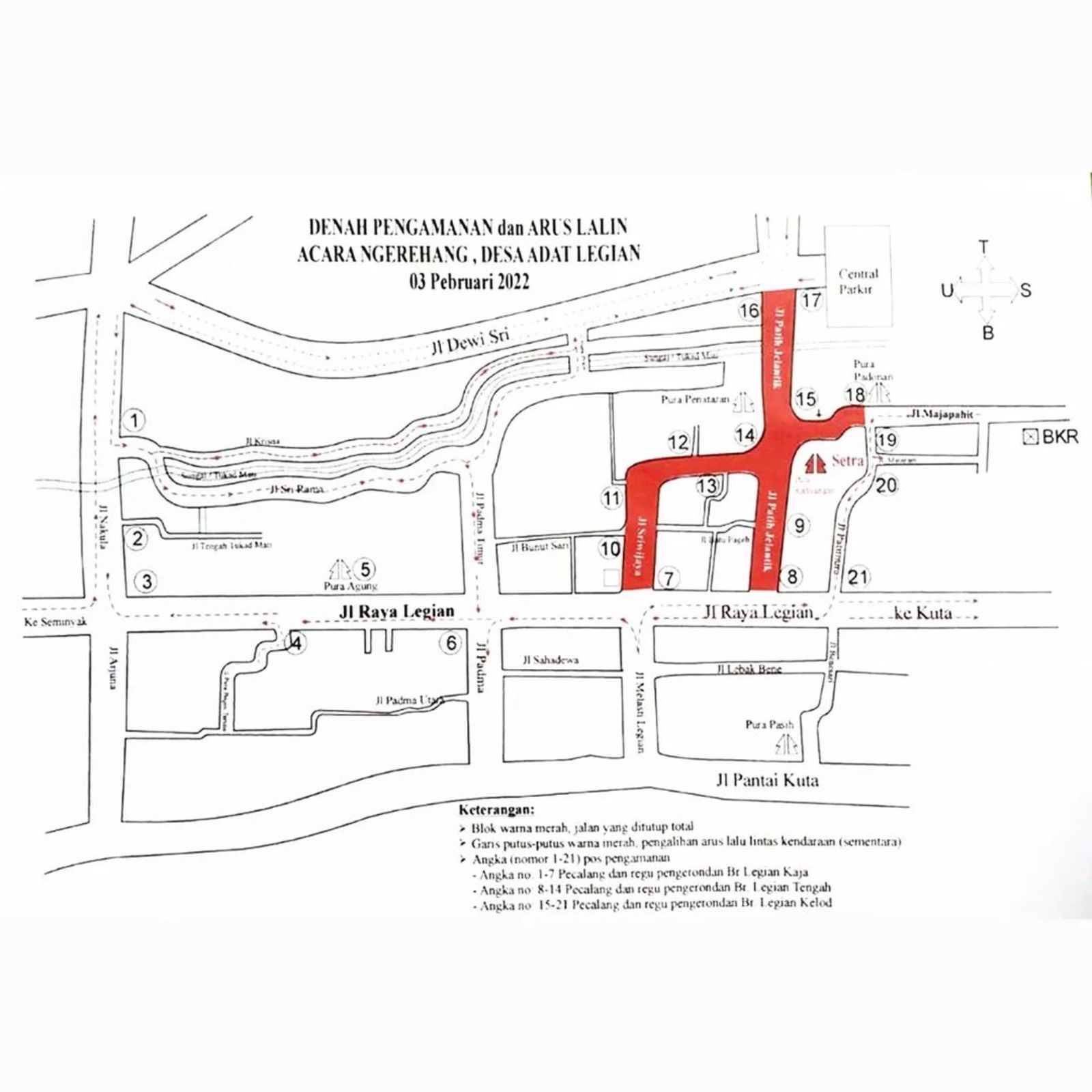 podiumnews.com-Sejumlah Jalan di Legian Akan Ditutup untuk Upacara Mesuci